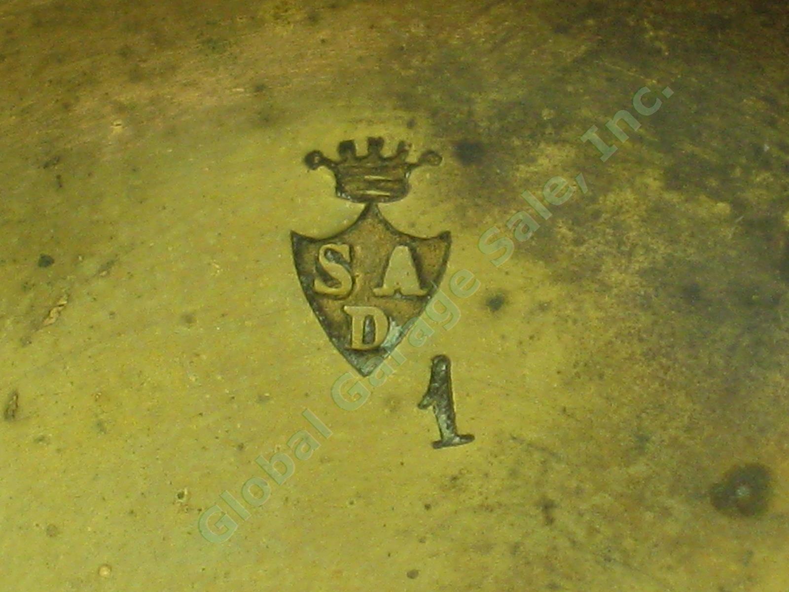 Unknown Vtg Antique Brass Key Wind Pocket Watch W/ SAD Crown Shield Mark Stamp 4