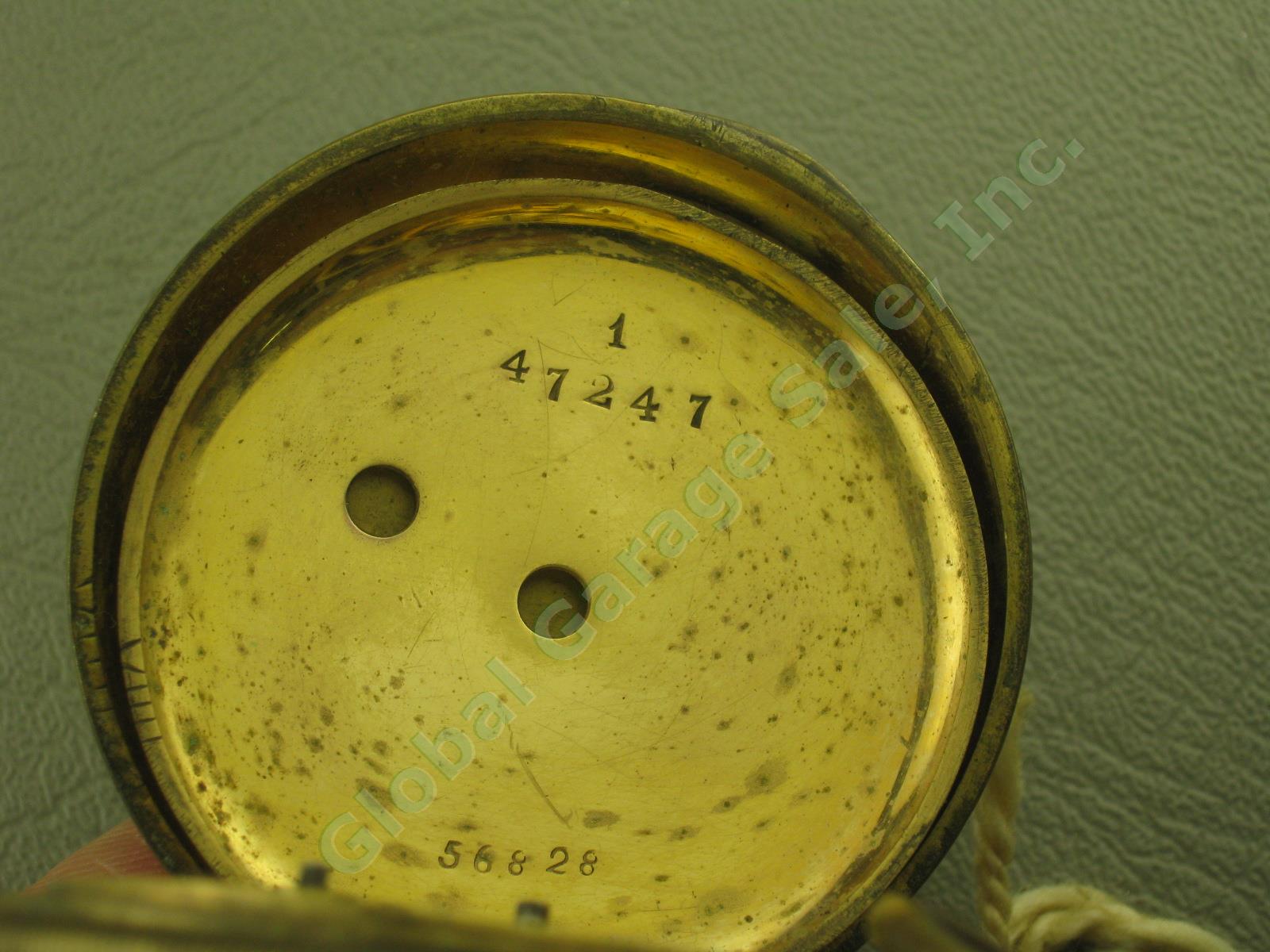 Unknown Vtg Antique Brass Key Wind Pocket Watch W/ SAD Crown Shield Mark Stamp 8