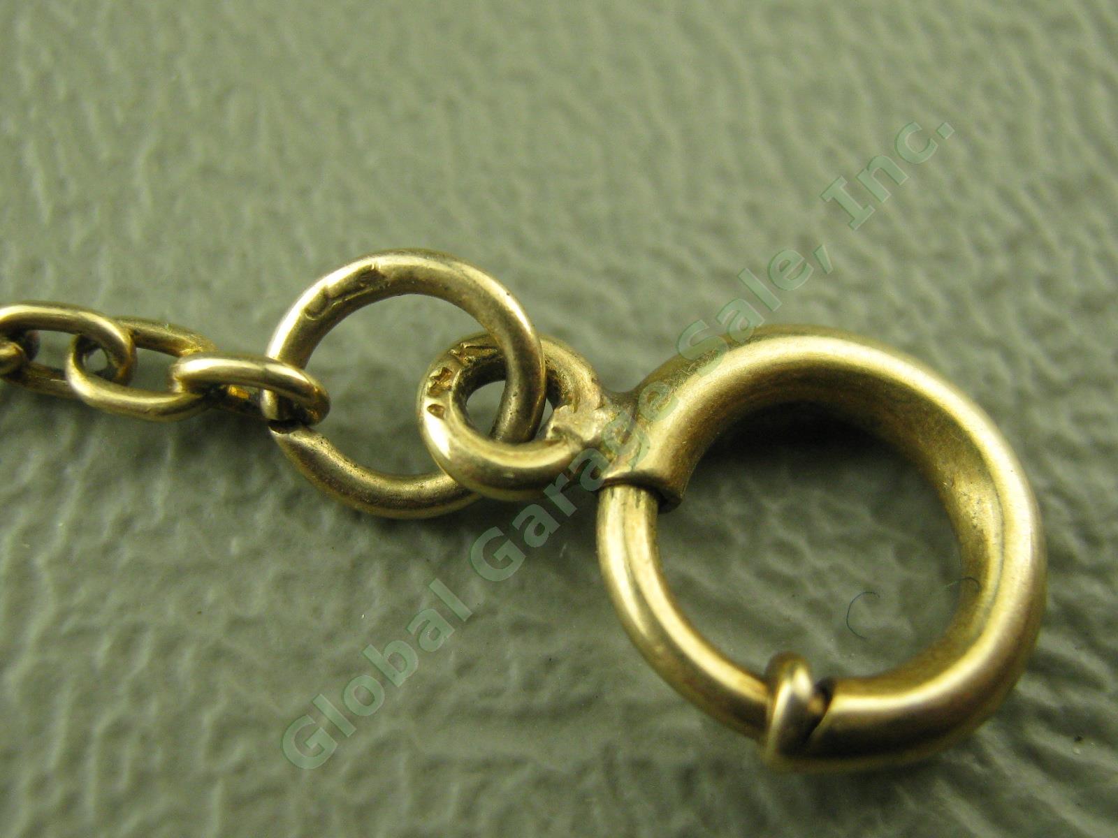 Vtg Antique 14k Yellow Gold Pocket Watch Chain W/ Clasp Spring Ring 5.6 Grams NR 3