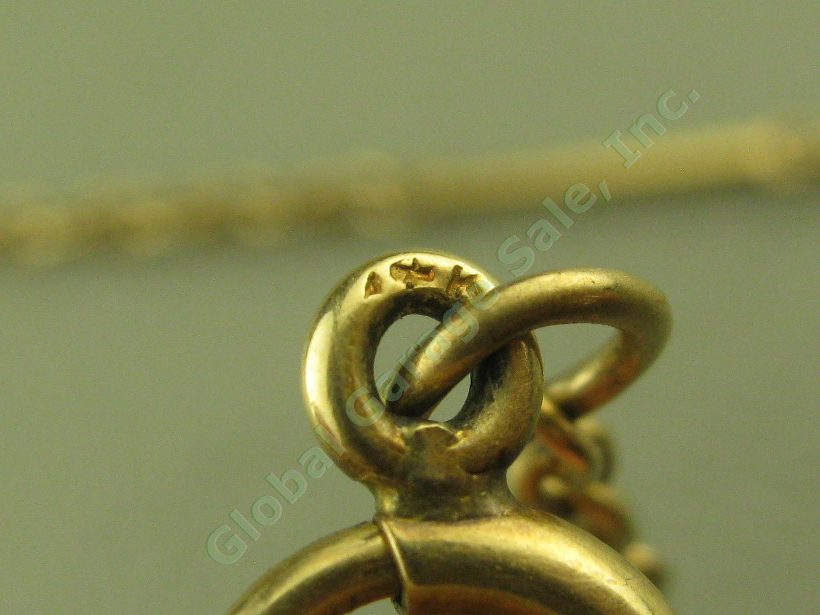 Vtg Antique 14k Yellow Gold Pocket Watch Chain W/ Clasp Spring Ring 5.6 Grams NR 4