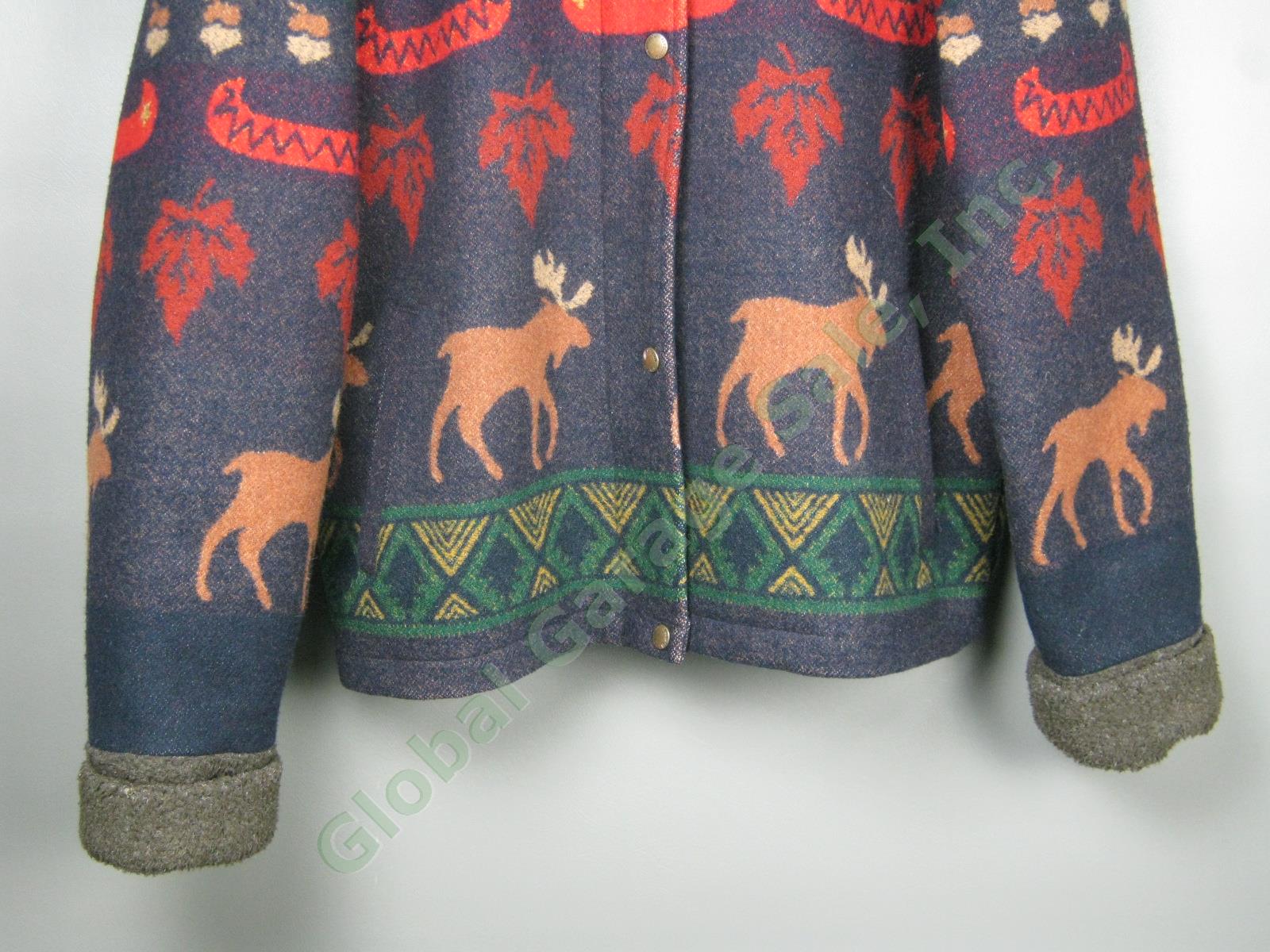 Pendleton Originals Wool Indian Blanket Coat Jacket Moose Canoe Ladies Small NR! 2