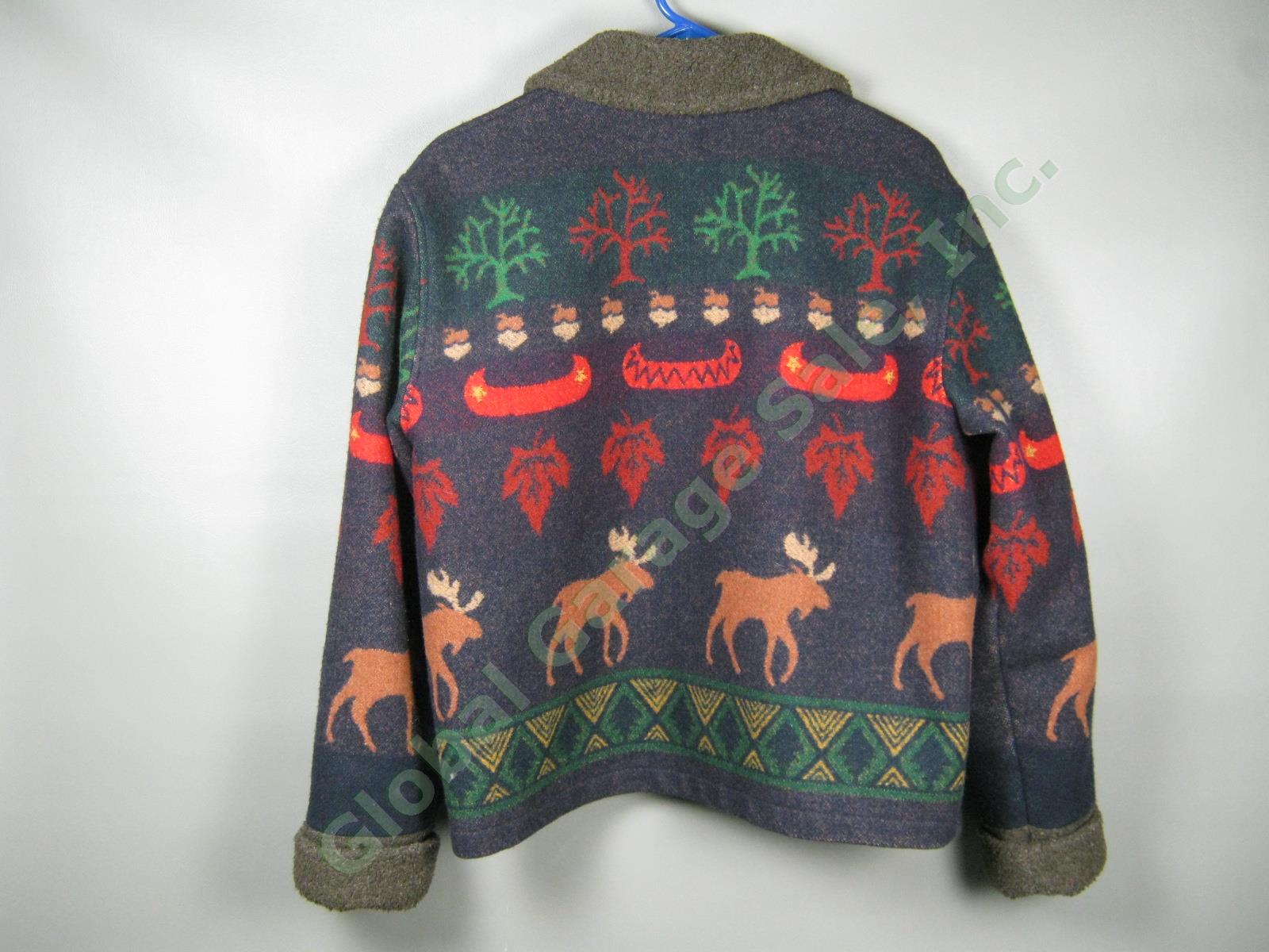 Pendleton Originals Wool Indian Blanket Coat Jacket Moose Canoe Ladies Small NR! 3