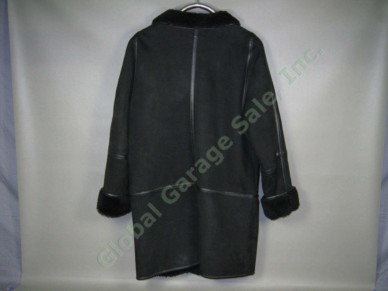 Gorgeous Tipel Black Shearling Leather Lamb Wool Coat Made In Spain Womens 44 3