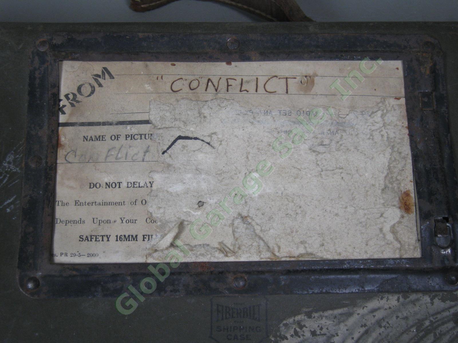 Vtg Original 16mm Movie Conflict Humphrey Bogart 2 Reels In US Army WWII Case NR 3