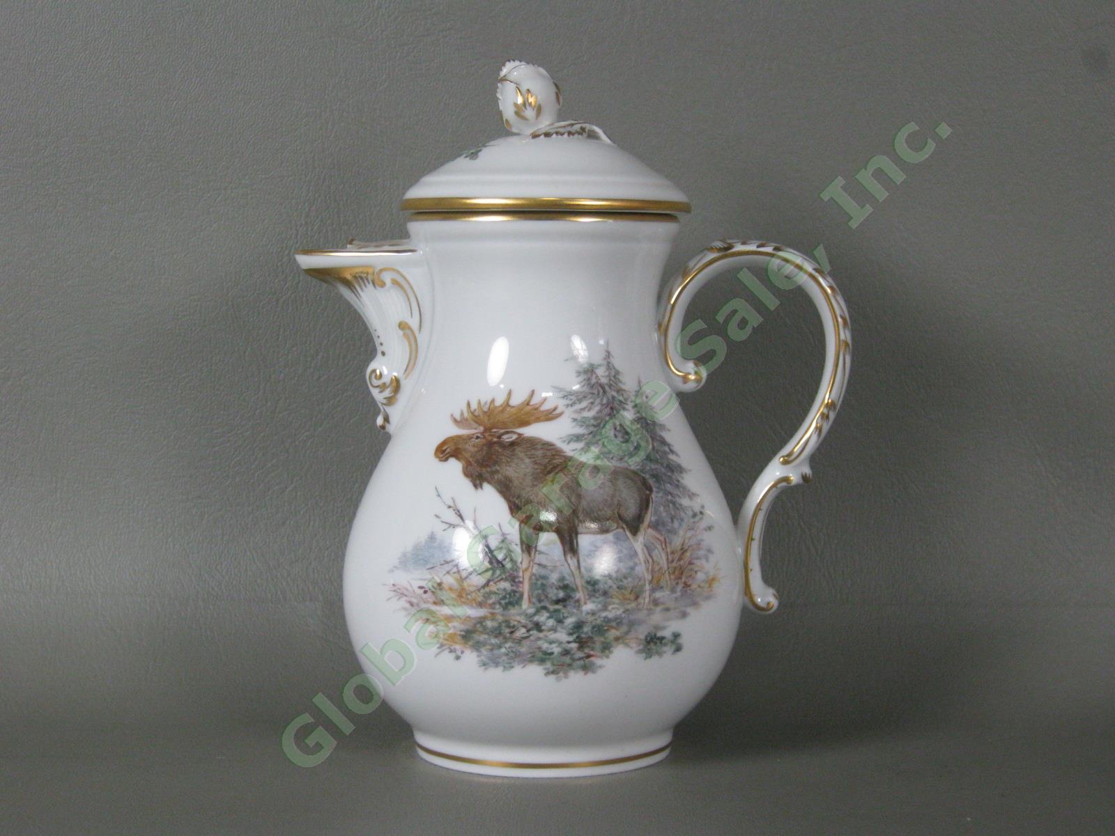 RARE Antique Meissen German Porcelain Wildlife Coffee Service Tea Set Pot Cups + 1
