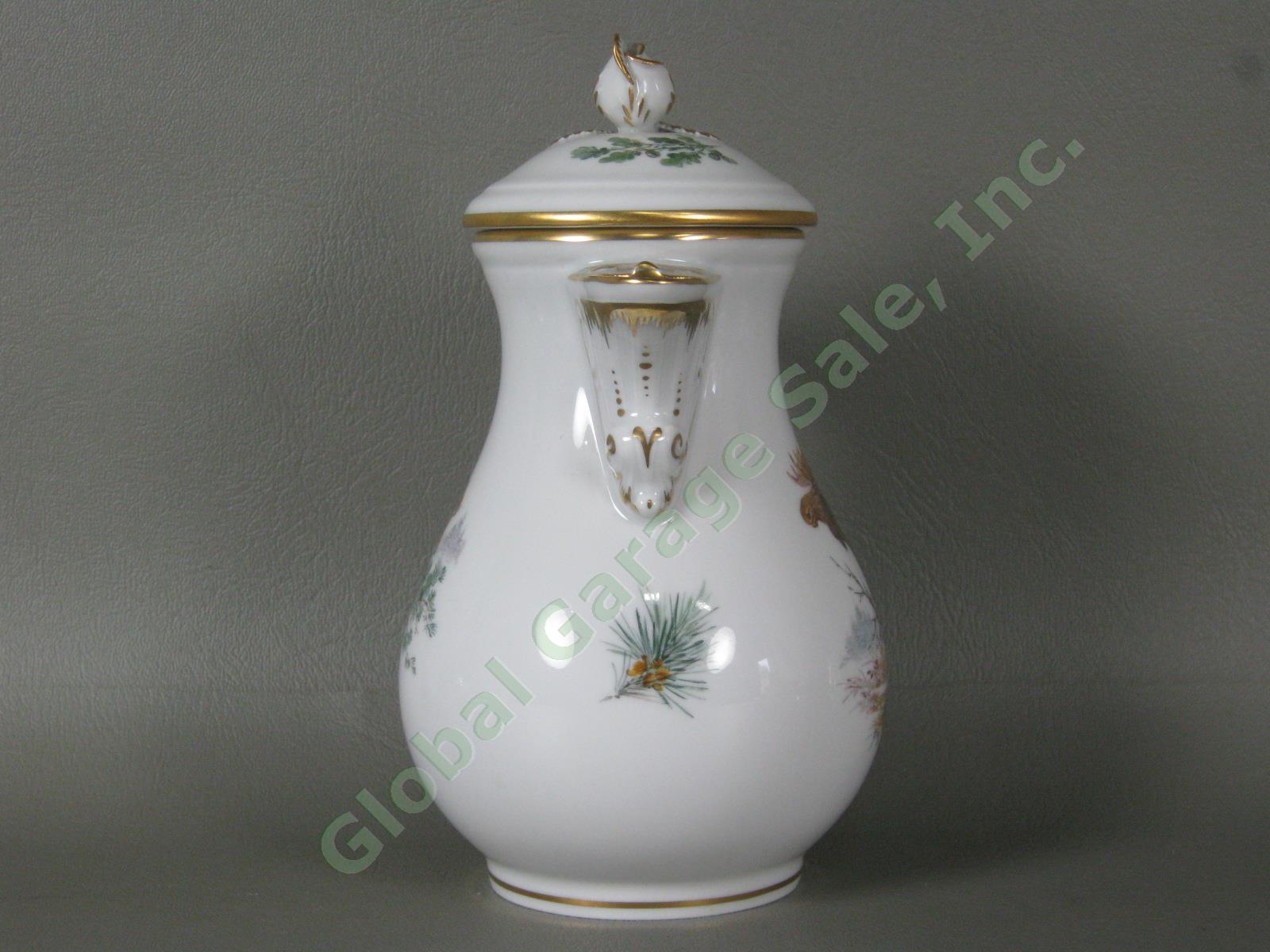 RARE Antique Meissen German Porcelain Wildlife Coffee Service Tea Set Pot Cups + 2