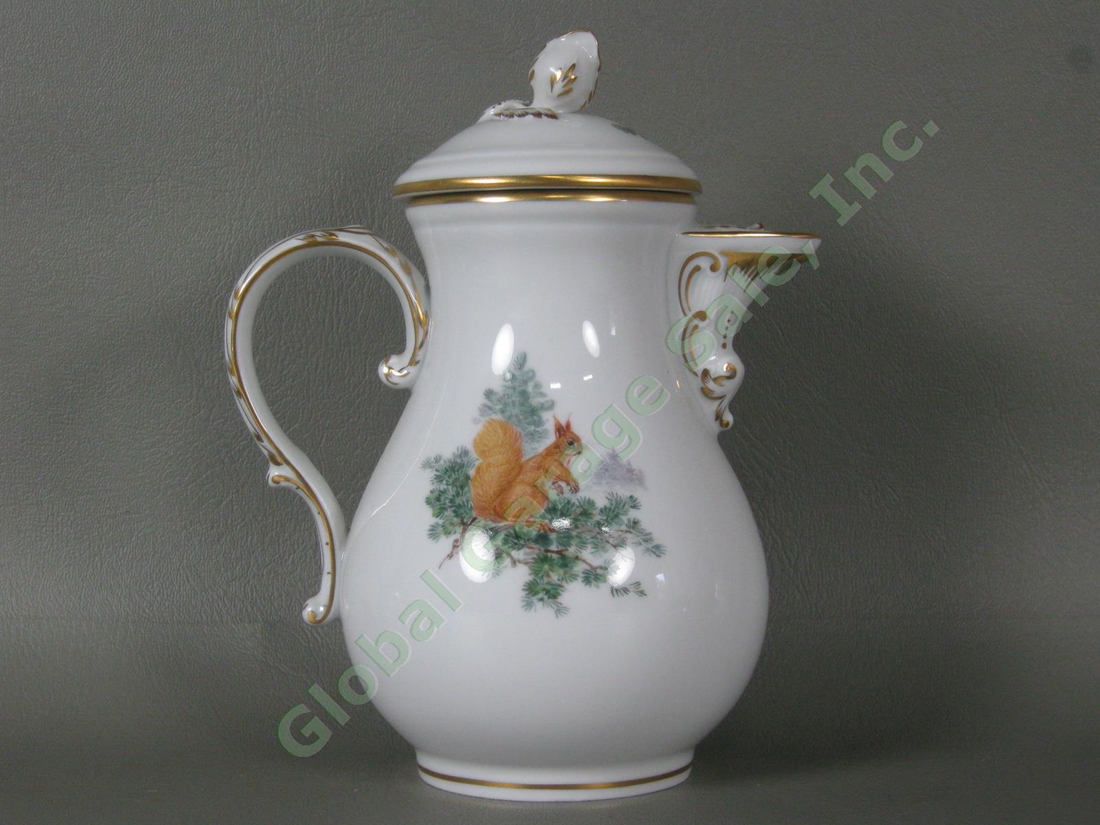 RARE Antique Meissen German Porcelain Wildlife Coffee Service Tea Set Pot Cups + 3