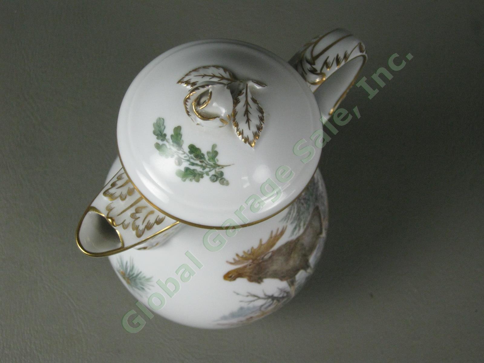 RARE Antique Meissen German Porcelain Wildlife Coffee Service Tea Set Pot Cups + 7