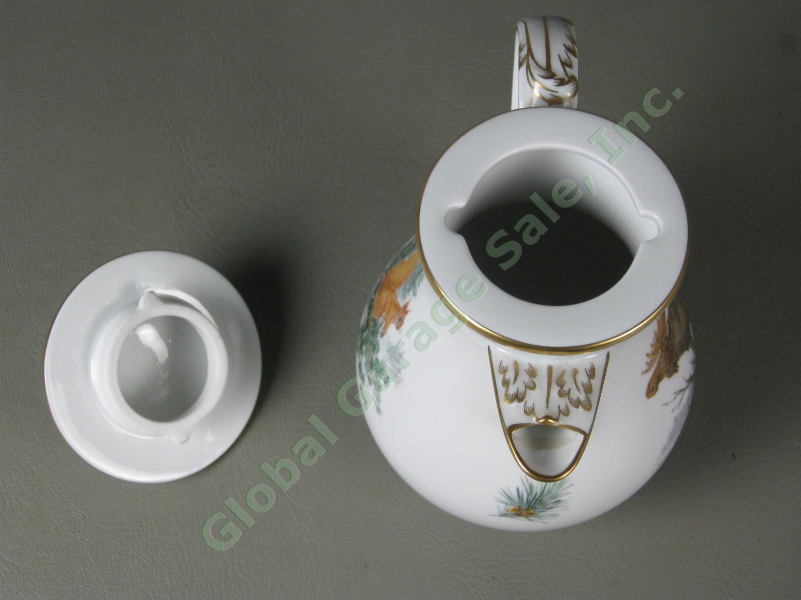 RARE Antique Meissen German Porcelain Wildlife Coffee Service Tea Set Pot Cups + 8
