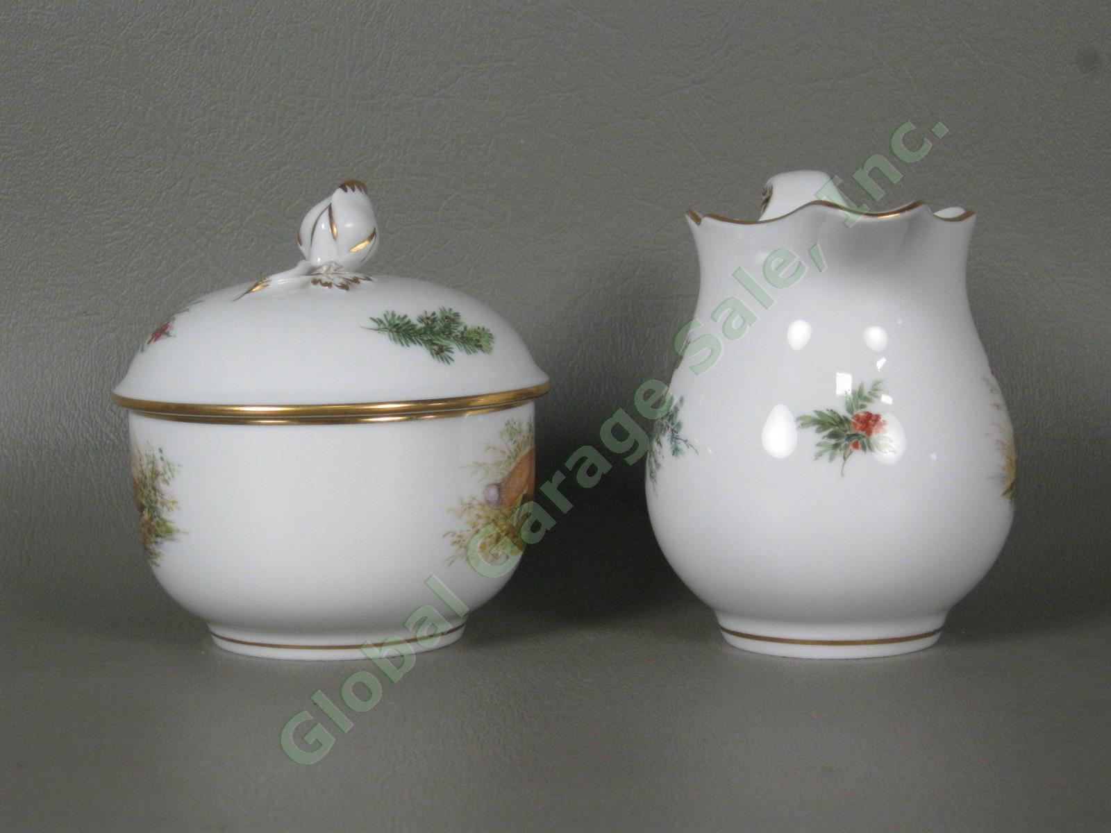 RARE Antique Meissen German Porcelain Wildlife Coffee Service Tea Set Pot Cups + 10
