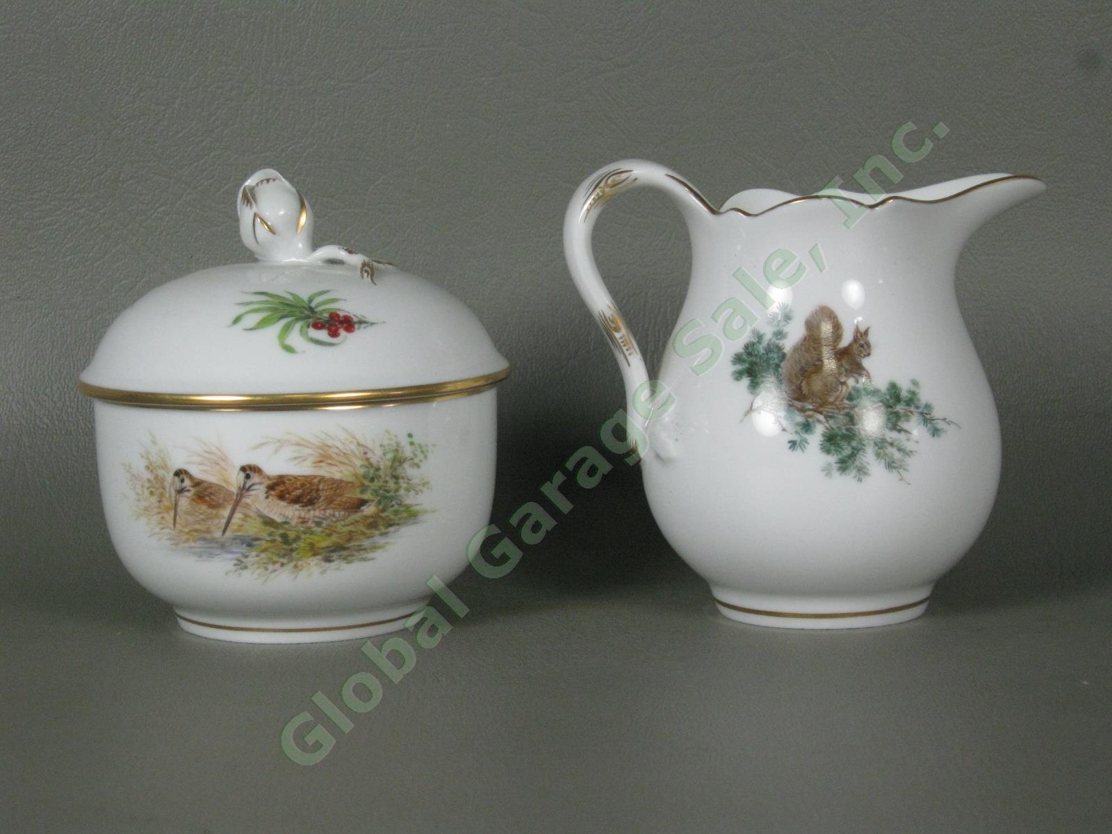 RARE Antique Meissen German Porcelain Wildlife Coffee Service Tea Set Pot Cups + 11