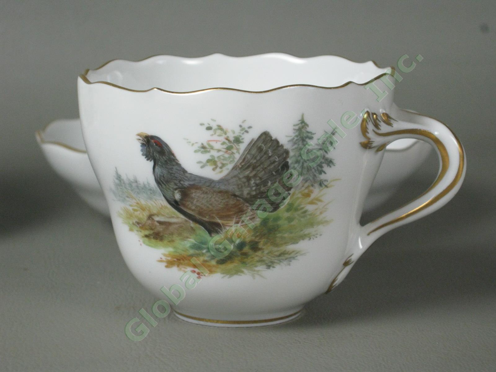 RARE Antique Meissen German Porcelain Wildlife Coffee Service Tea Set Pot Cups + 19