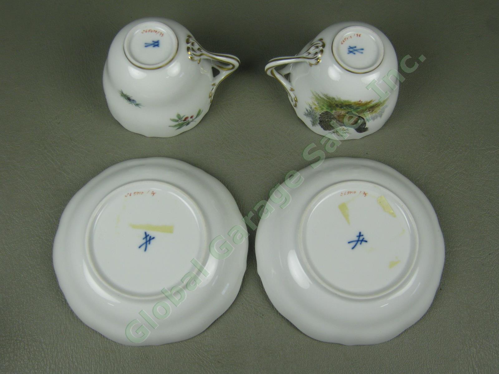 RARE Antique Meissen German Porcelain Wildlife Coffee Service Tea Set Pot Cups + 28