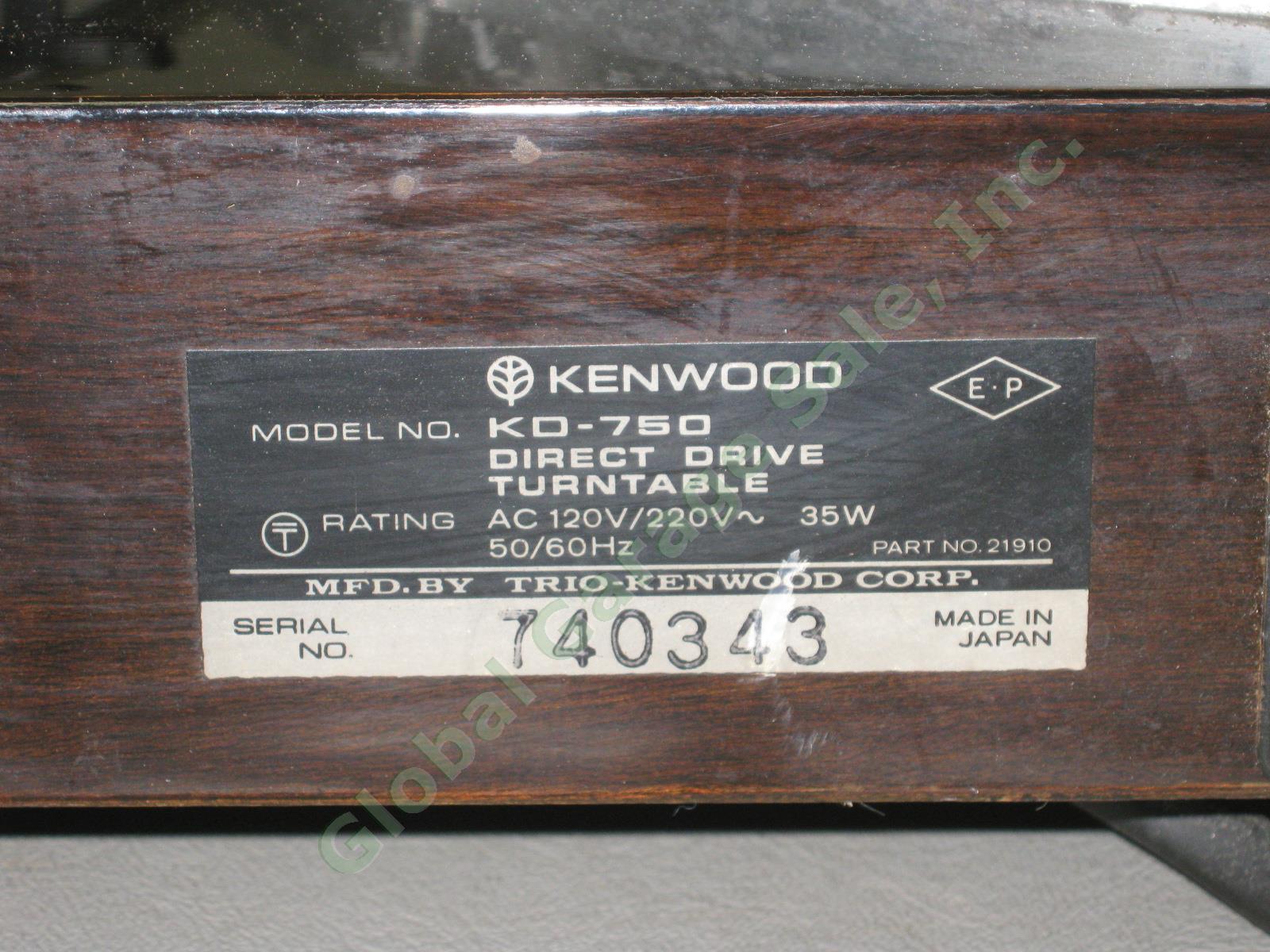 Vtg Kenwood KD-750 Quartz PLL Direct Drive Turntable Tonearm Headshell Cartridge 8