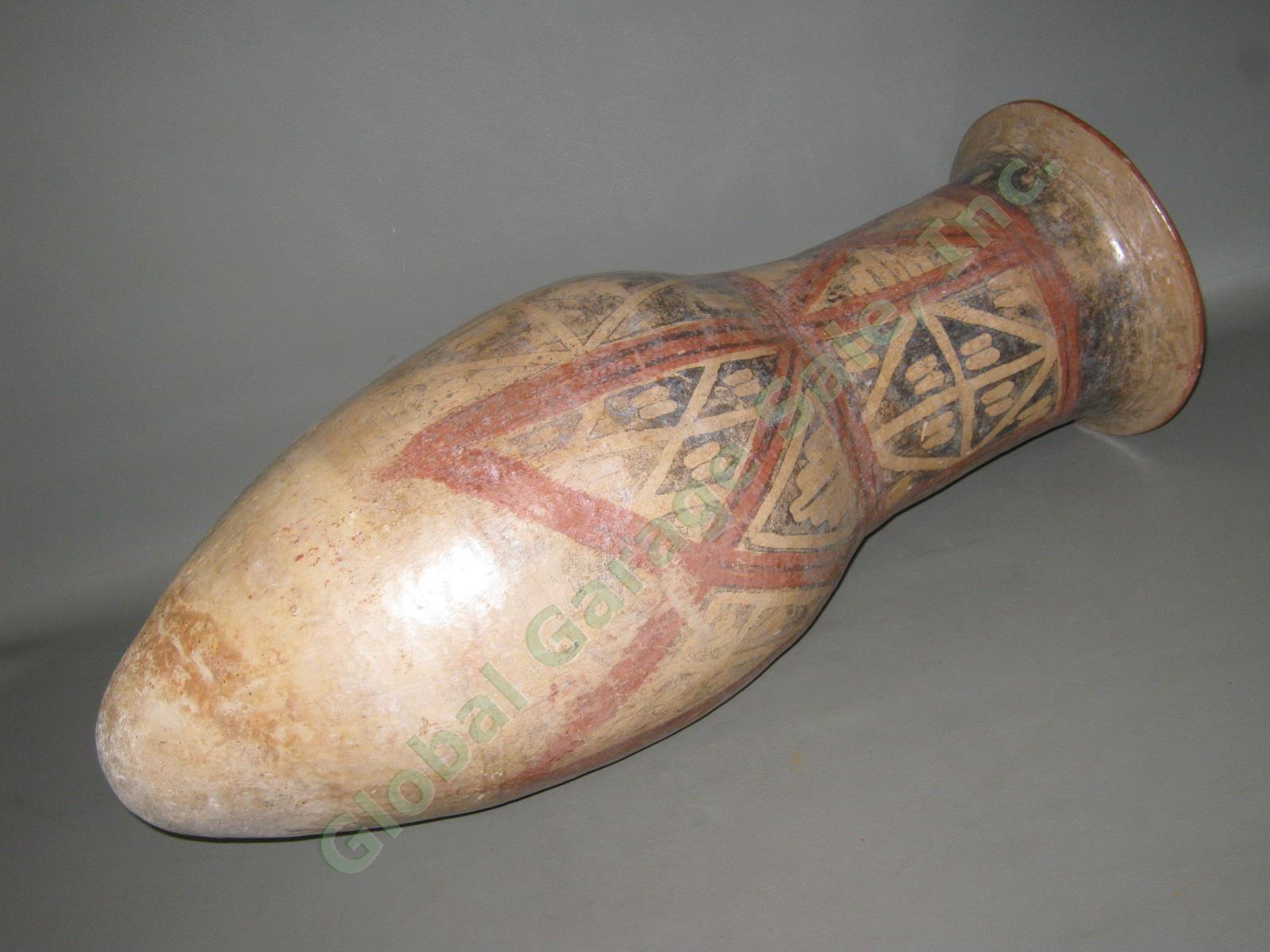 Rare Large Antique Pre Columbian Hand Painted Vessel Pot Urn Pottery 26" Tall NR