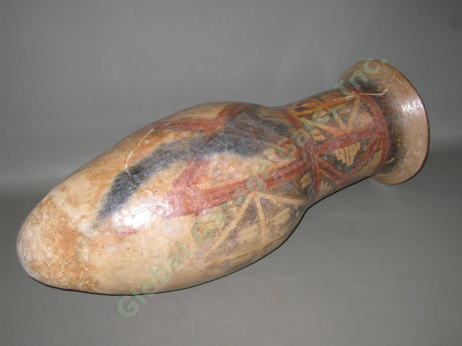 Rare Large Antique Pre Columbian Hand Painted Vessel Pot Urn Pottery 26" Tall NR 1