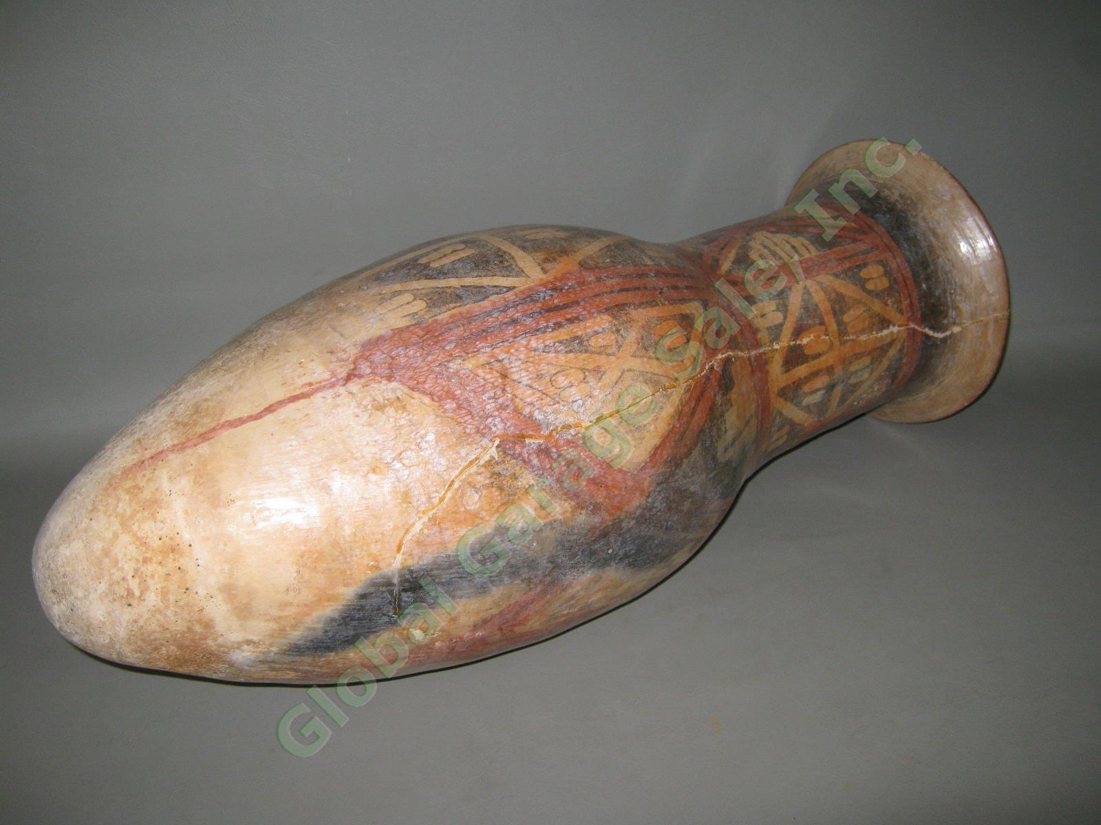 Rare Large Antique Pre Columbian Hand Painted Vessel Pot Urn Pottery 26" Tall NR 2