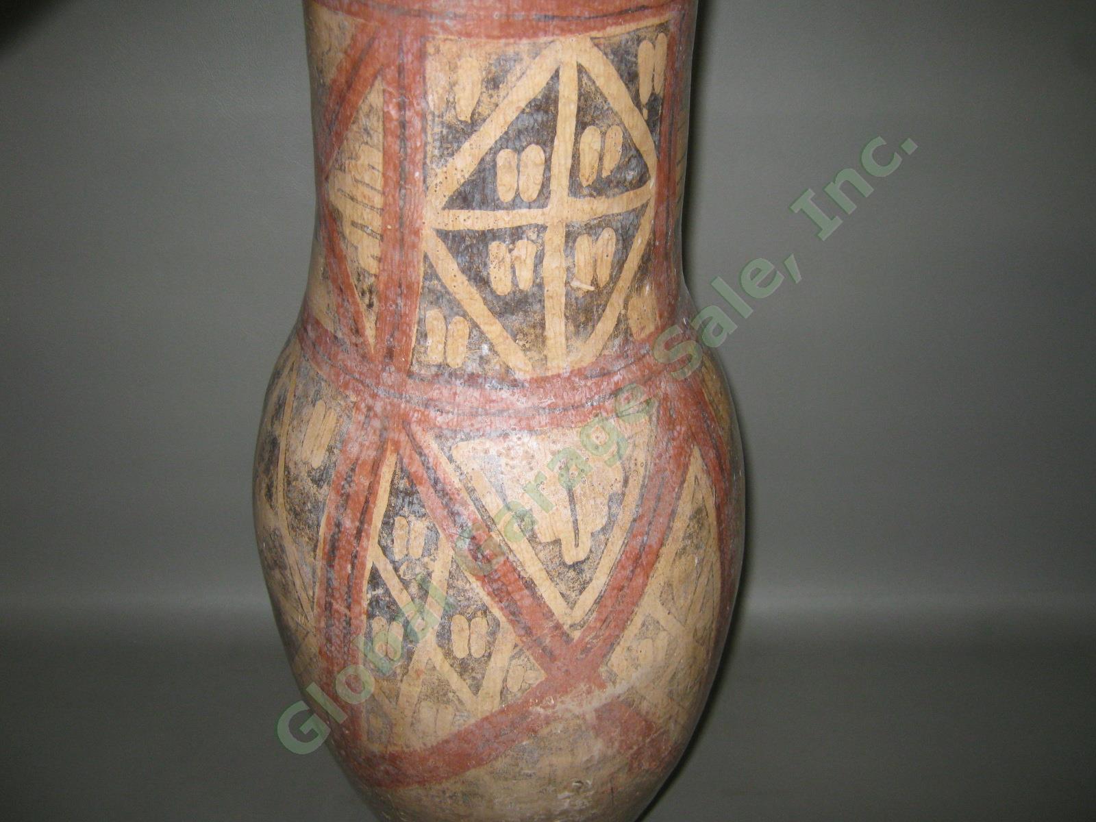 Rare Large Antique Pre Columbian Hand Painted Vessel Pot Urn Pottery 26" Tall NR 3