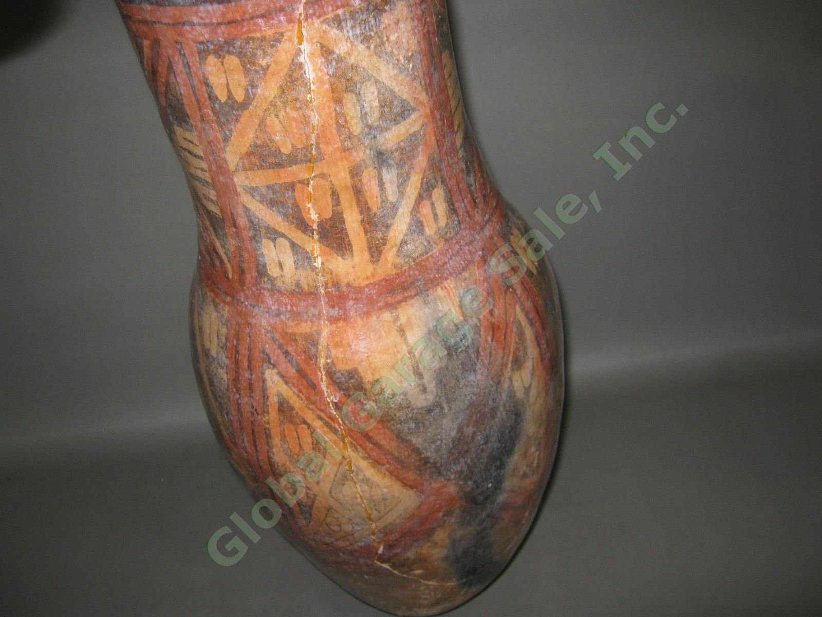 Rare Large Antique Pre Columbian Hand Painted Vessel Pot Urn Pottery 26" Tall NR 4