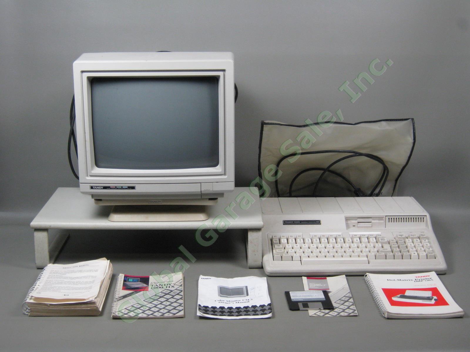 Vtg Tandy 1000 HX Personal Computer PC + CM-5 RGB Color Monitor Accessories Lot