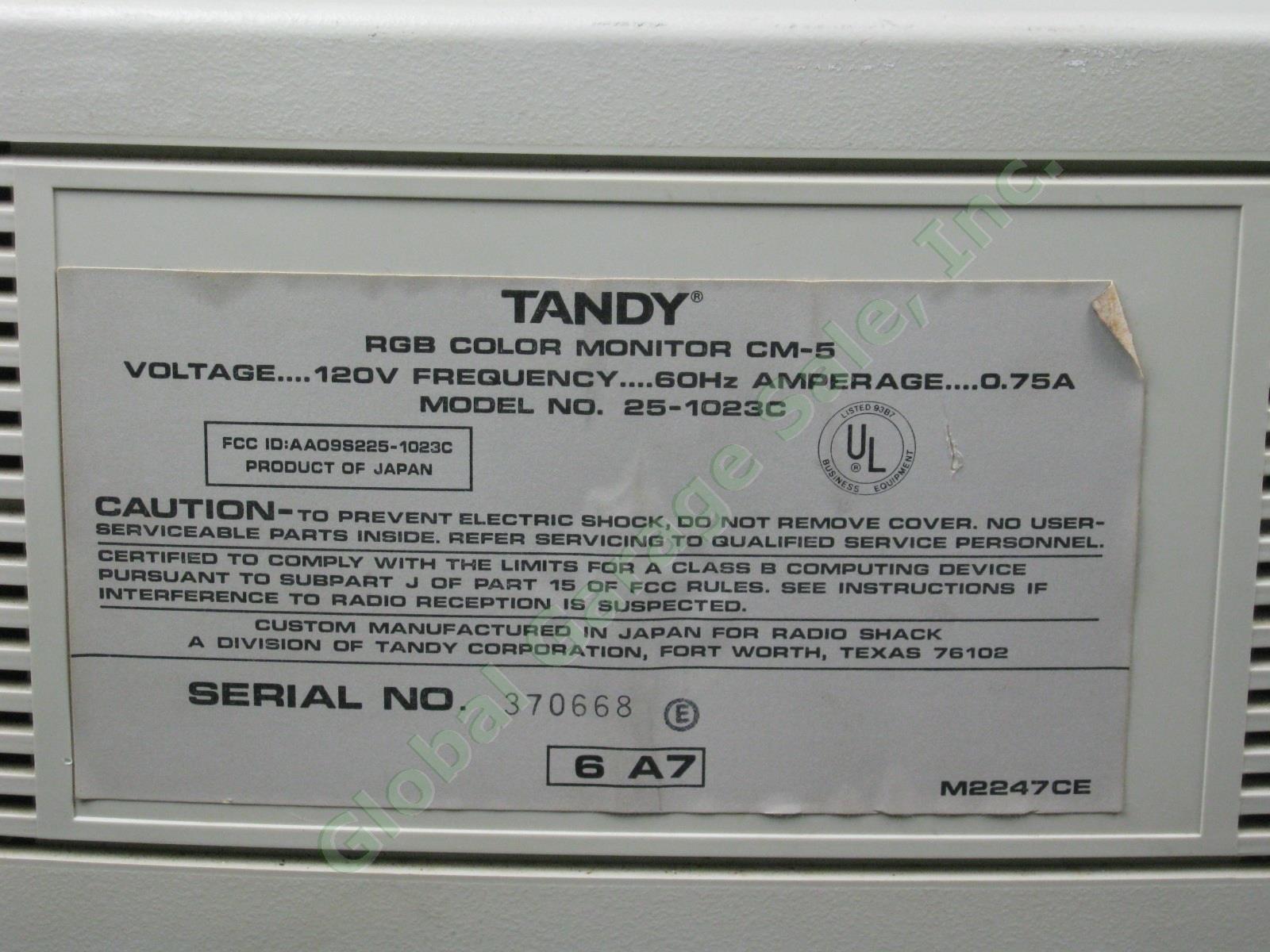 Vtg Tandy 1000 HX Personal Computer PC + CM-5 RGB Color Monitor Accessories Lot 15