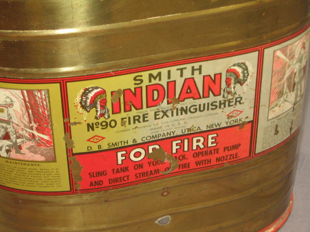 Vintage D.B. Smith Indian #90 Brass Fire Extinguisher 2