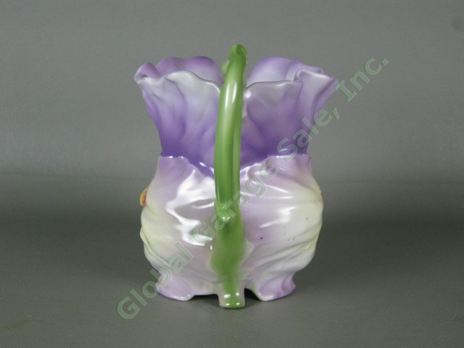 Vtg Antique Royal Bayreuth Porcelain Purple Pansy Milk Pitcher 4.75" NO RESERVE! 3