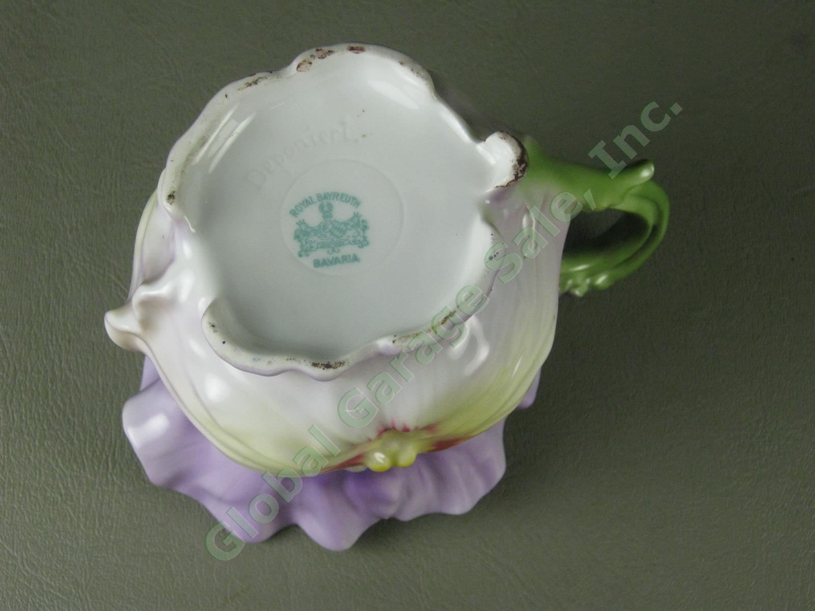 Vtg Antique Royal Bayreuth Porcelain Purple Pansy Milk Pitcher 4.75" NO RESERVE! 5