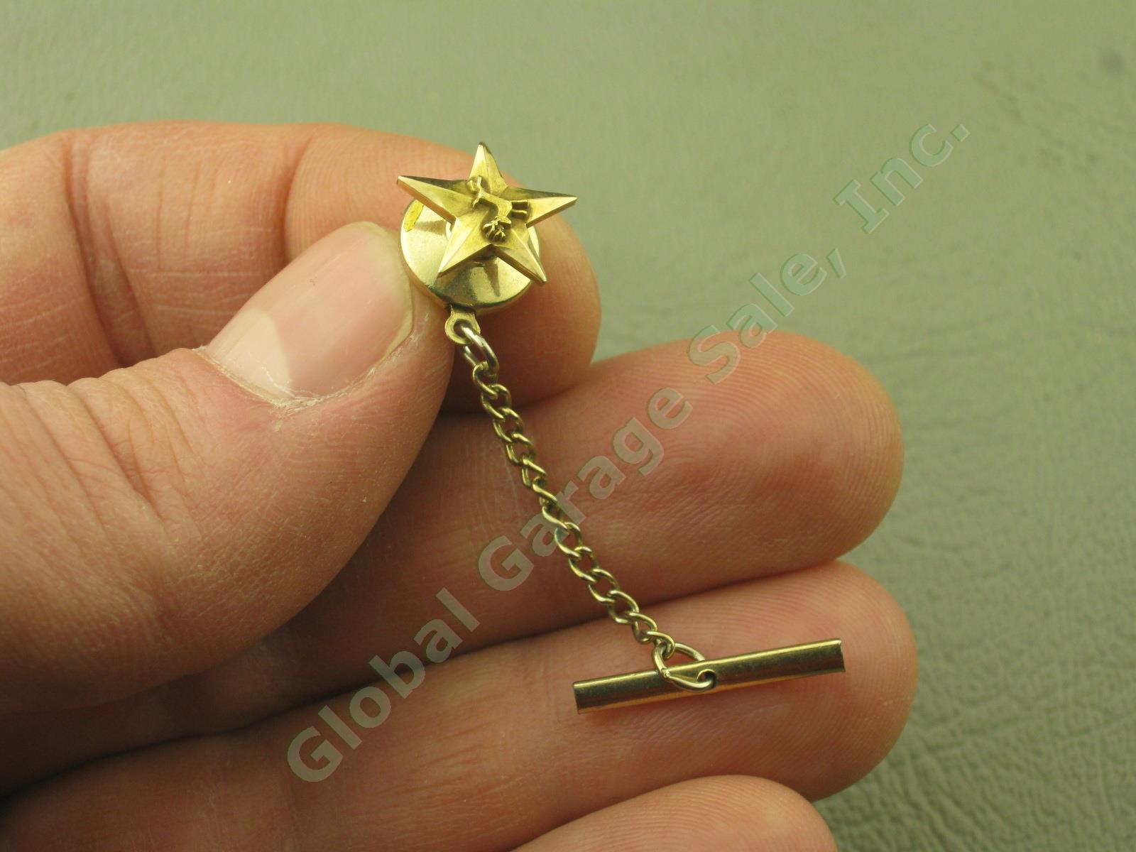 Vtg John Deere Employee Certified Dealer 14k Gold Star Tie Tac Tack Pin Chain NR 1