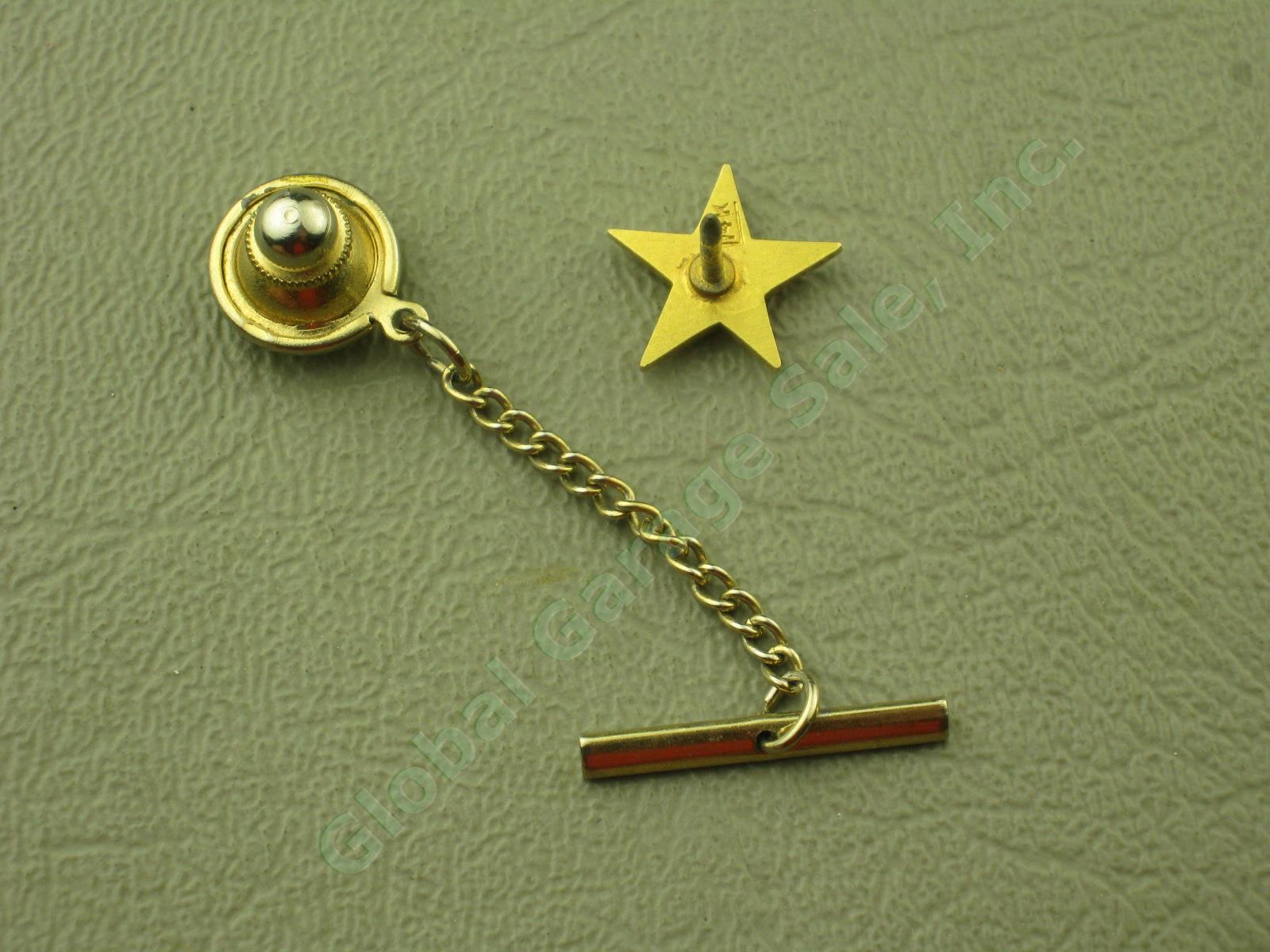 Vtg John Deere Employee Certified Dealer 14k Gold Star Tie Tac Tack Pin Chain NR 2