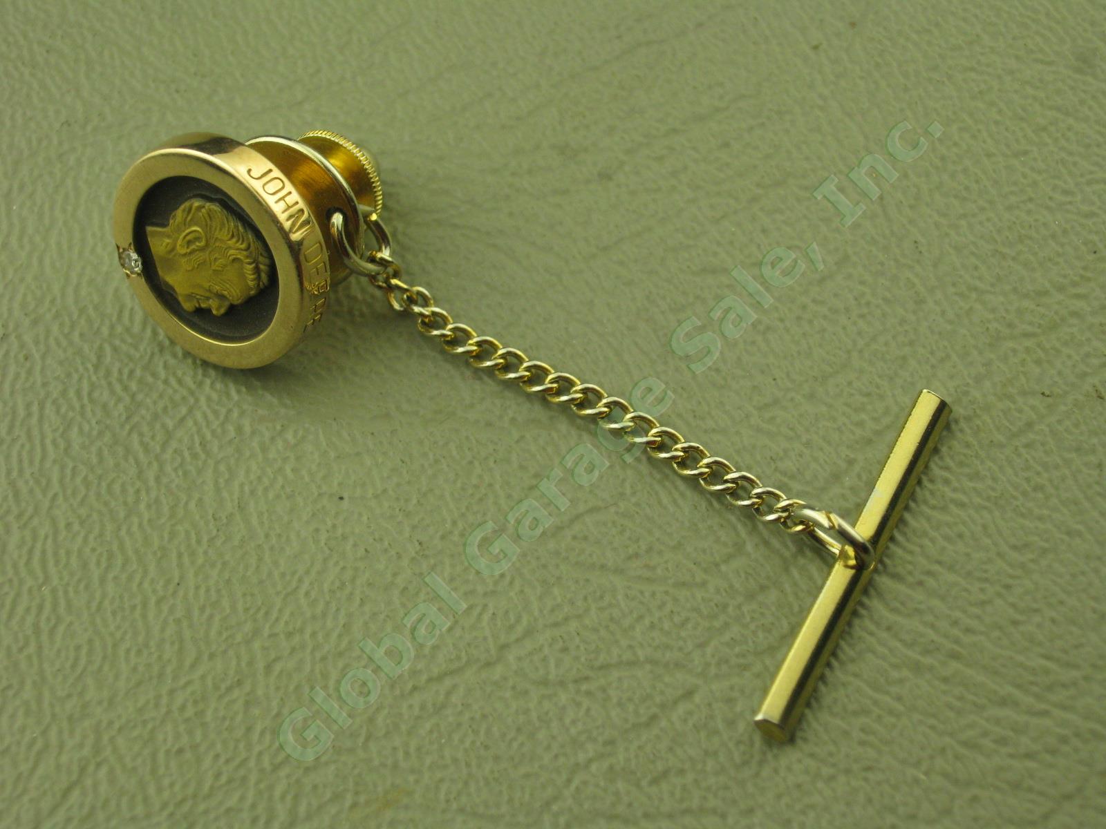 Vtg John Deere 10k Gold Diamond 10-Year Employee Service Tie Tac Tack Pin 9/16" 1