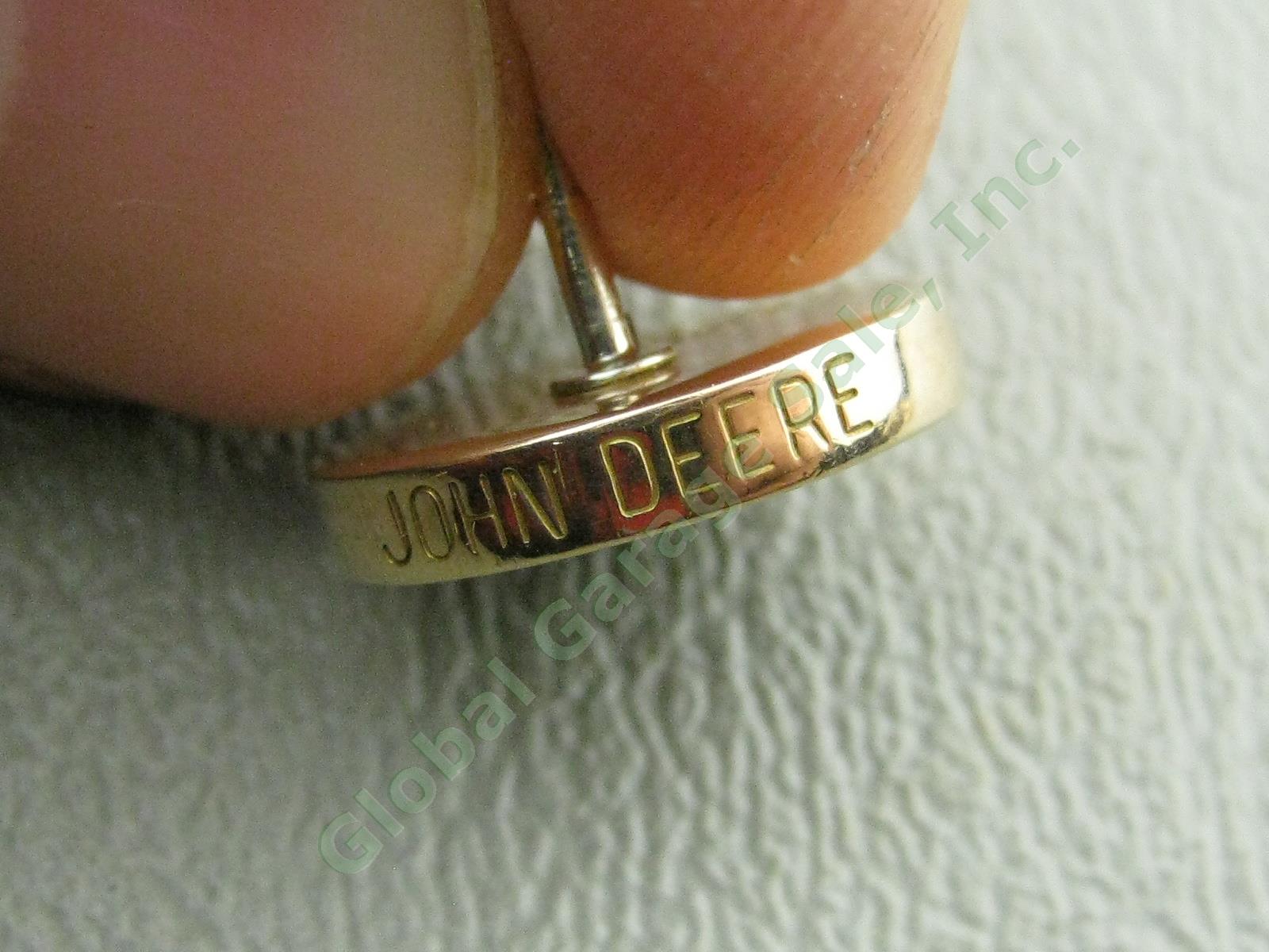 Vtg John Deere 10k Gold Diamond 10-Year Employee Service Tie Tac Tack Pin 9/16" 4