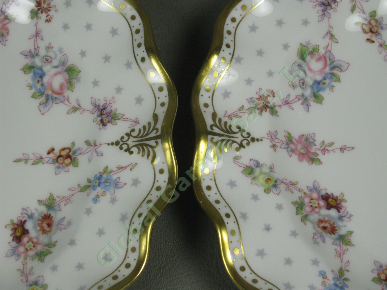 2 Royal Crown Derby Royal Antoinette China 8" Salad Luncheon Plates Set No Res! 1