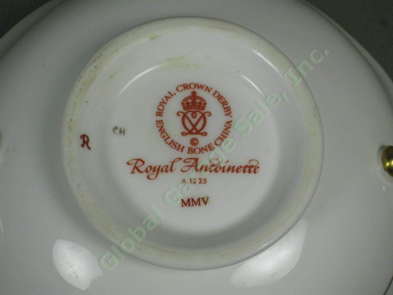 2 Royal Crown Derby Royal Antoinette Bone China 4.75" Cream Soup Bowls No Res! 5