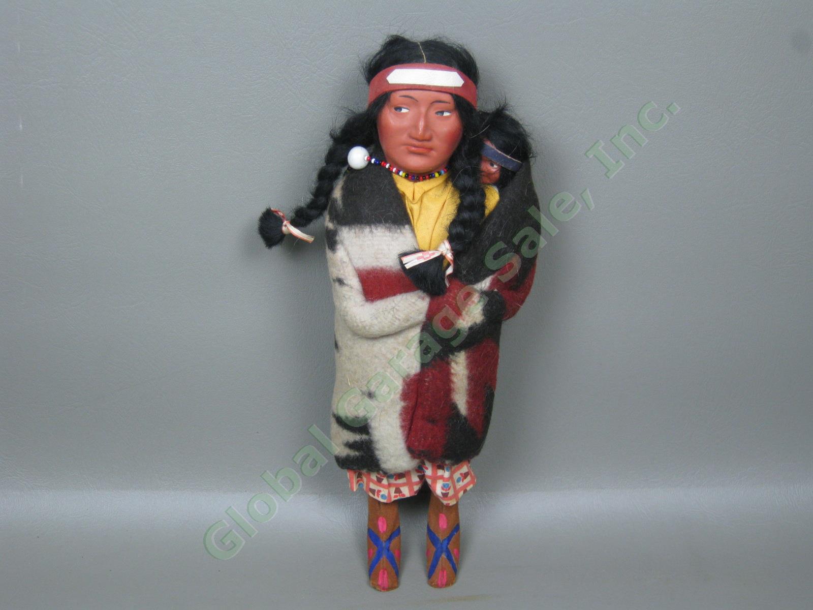 11" Vtg Arrow Novelty Co Mary McAboy Skookum Bully Good Indian Squaw W/ Papoose