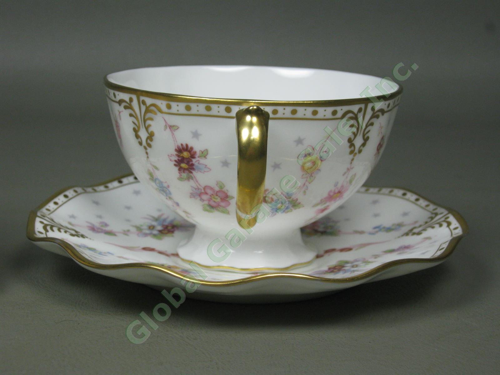 2 Royal Crown Derby Royal Antoinette Bone China Cups & Saucers Gold Trim NO RES! 2