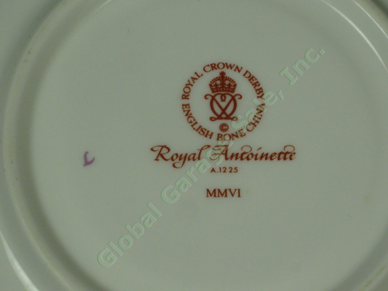 2 Royal Crown Derby Royal Antoinette Bone China Cups & Saucers Gold Trim NO RES! 7