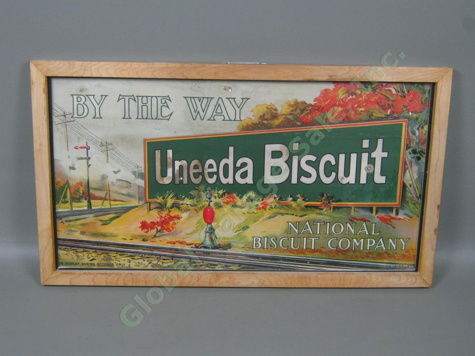 Vtg National Biscuit Co Nabisco By The Way Uneeda Advertising Sign Railroad NR!