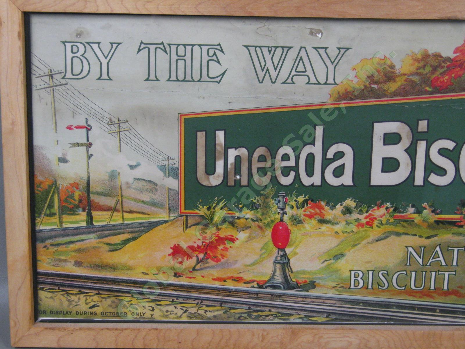 Vtg National Biscuit Co Nabisco By The Way Uneeda Advertising Sign Railroad NR! 1