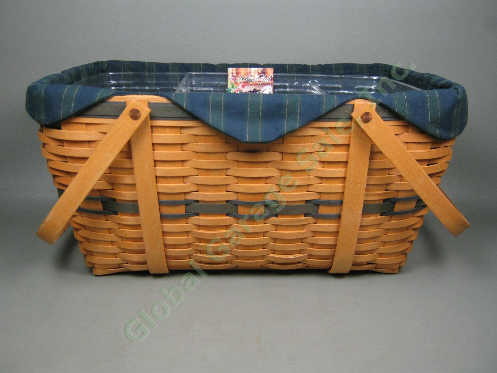 Longaberger 1999 Collectors Club Family Picnic Basket Liner Protectors + NEW Lid 1
