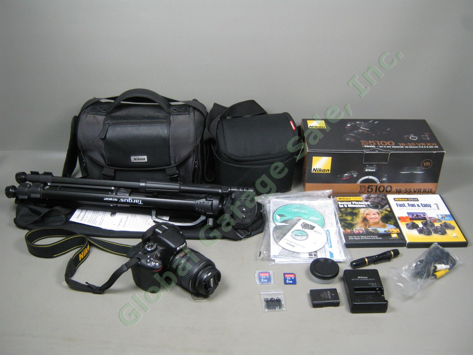 Nikon D5100 DSLR DX 18-55 VR Digital Camera Kit 2GB Manfrotto Bag Tripod Bundle