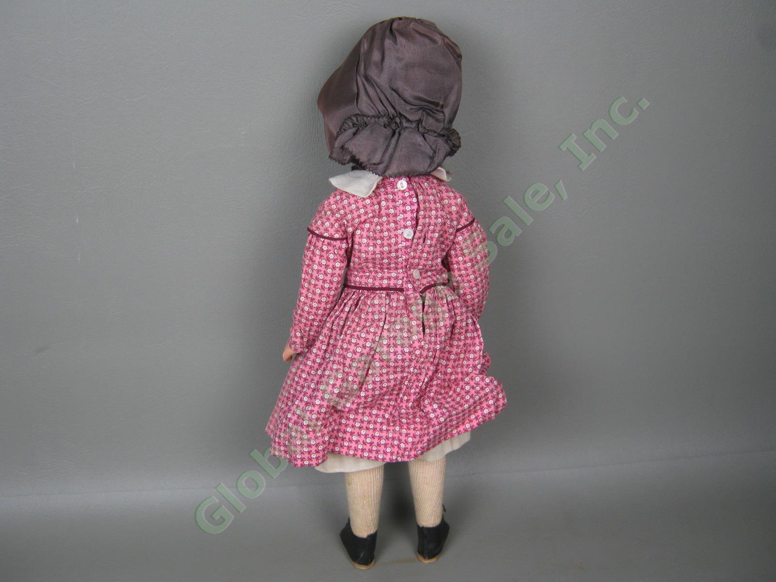 Vtg Antique 1941 Composition Thee Hannah Doll Red Dress + Bonnet 14" Mary Hoyer? 2