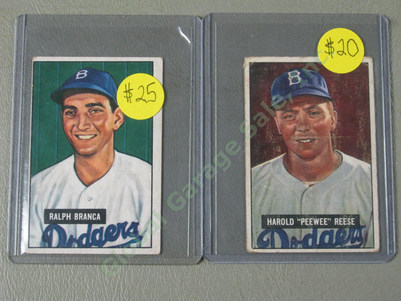16 Bowman 1951 Baseball Card Lot w/ HOF Peewee Reese Durocher Newcombe Branca ++ 1