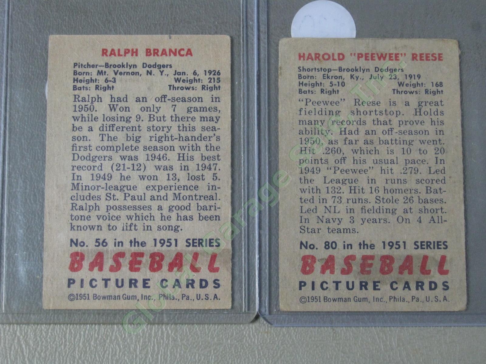16 Bowman 1951 Baseball Card Lot w/ HOF Peewee Reese Durocher Newcombe Branca ++ 2