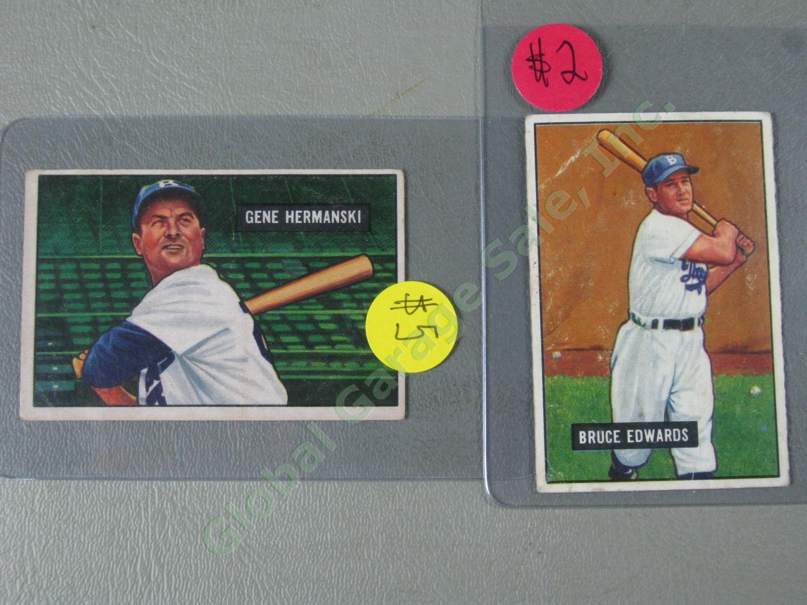 16 Bowman 1951 Baseball Card Lot w/ HOF Peewee Reese Durocher Newcombe Branca ++ 18