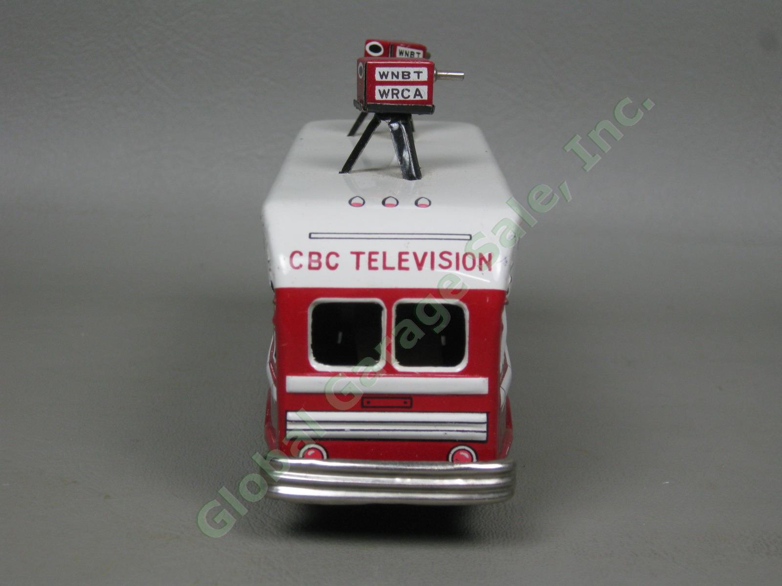 Vtg Asahitoy CBC TV Cragstan Broadcasting Co Tin Litho Friction Toy Bus Japan NR 1