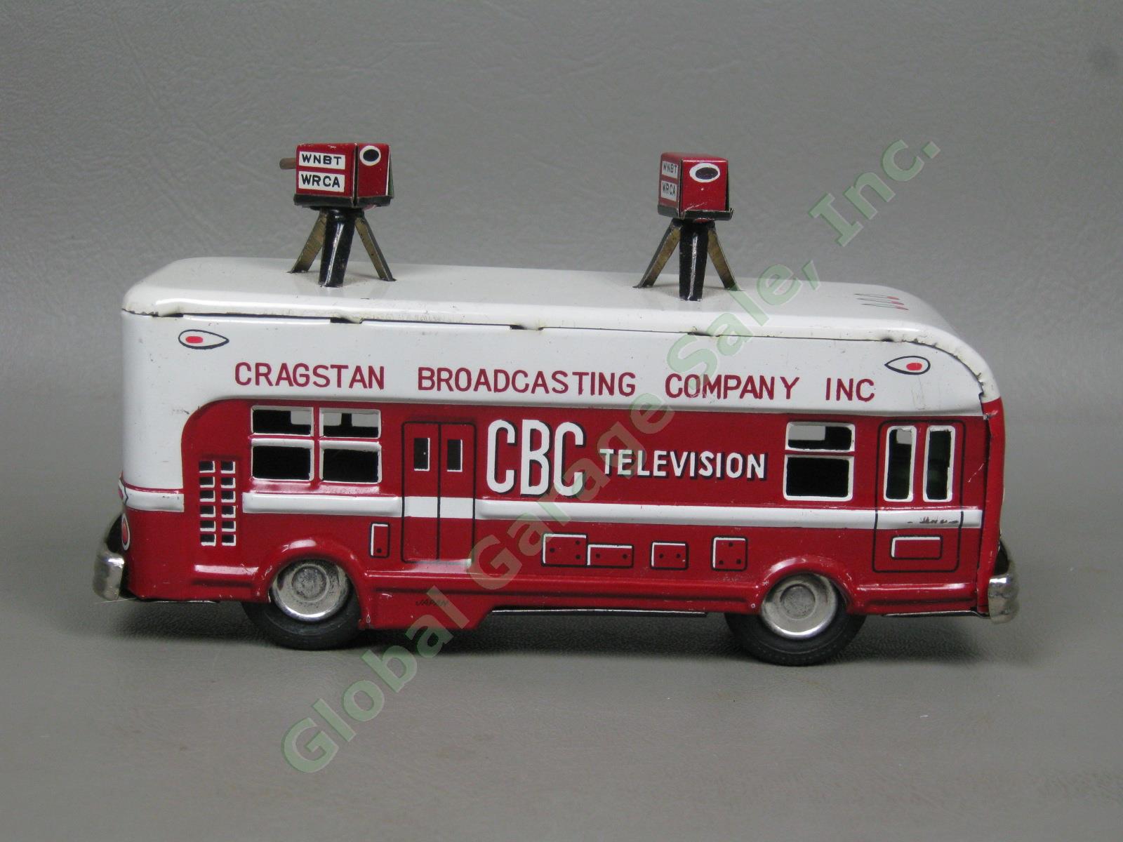 Vtg Asahitoy CBC TV Cragstan Broadcasting Co Tin Litho Friction Toy Bus Japan NR 2