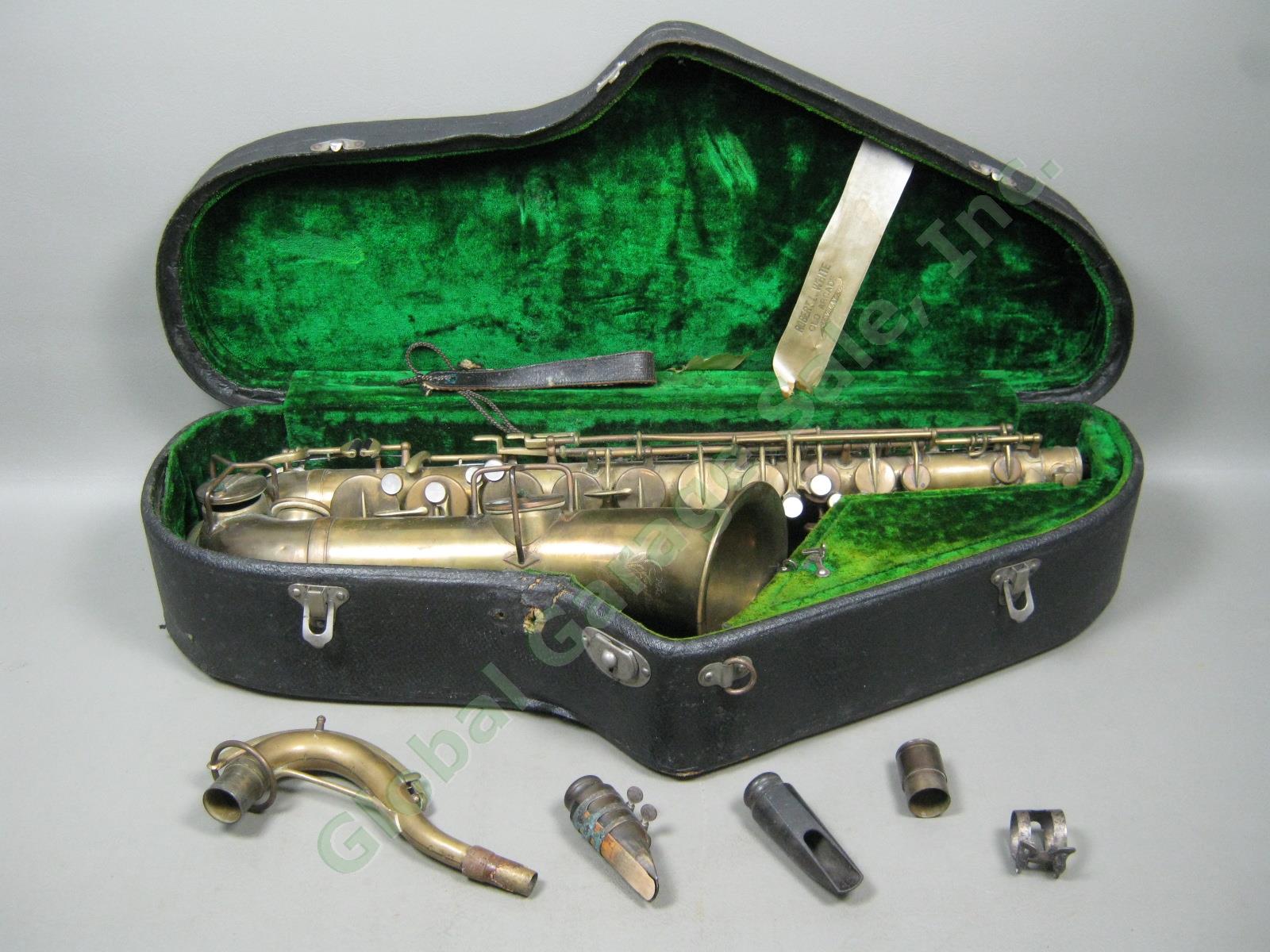 Vtg Couturier Laporte Ind Brass Saxophone W/ Mouthpiece + Robert White Hard Case