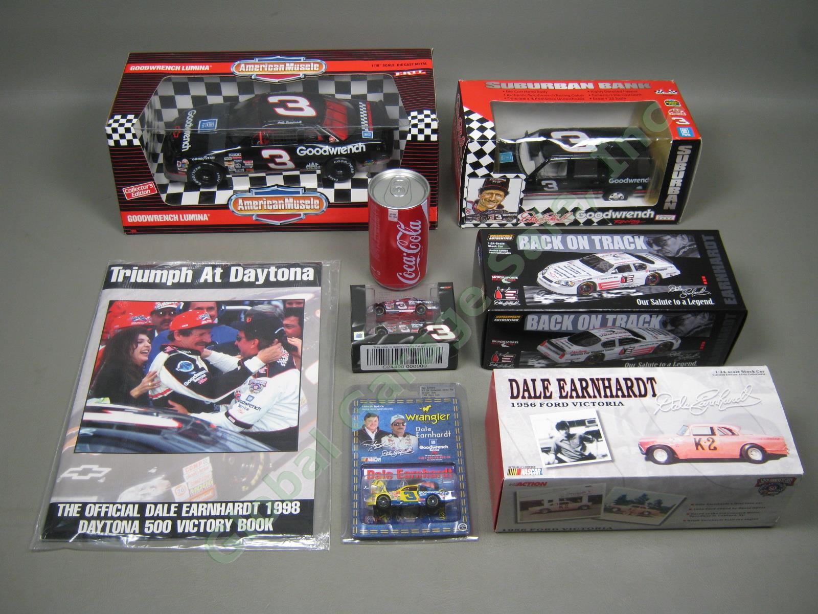 2 Dale Earnhardt 1:24 Diecast Car Banks Action 1956 Ford + Daytona Victory Book+