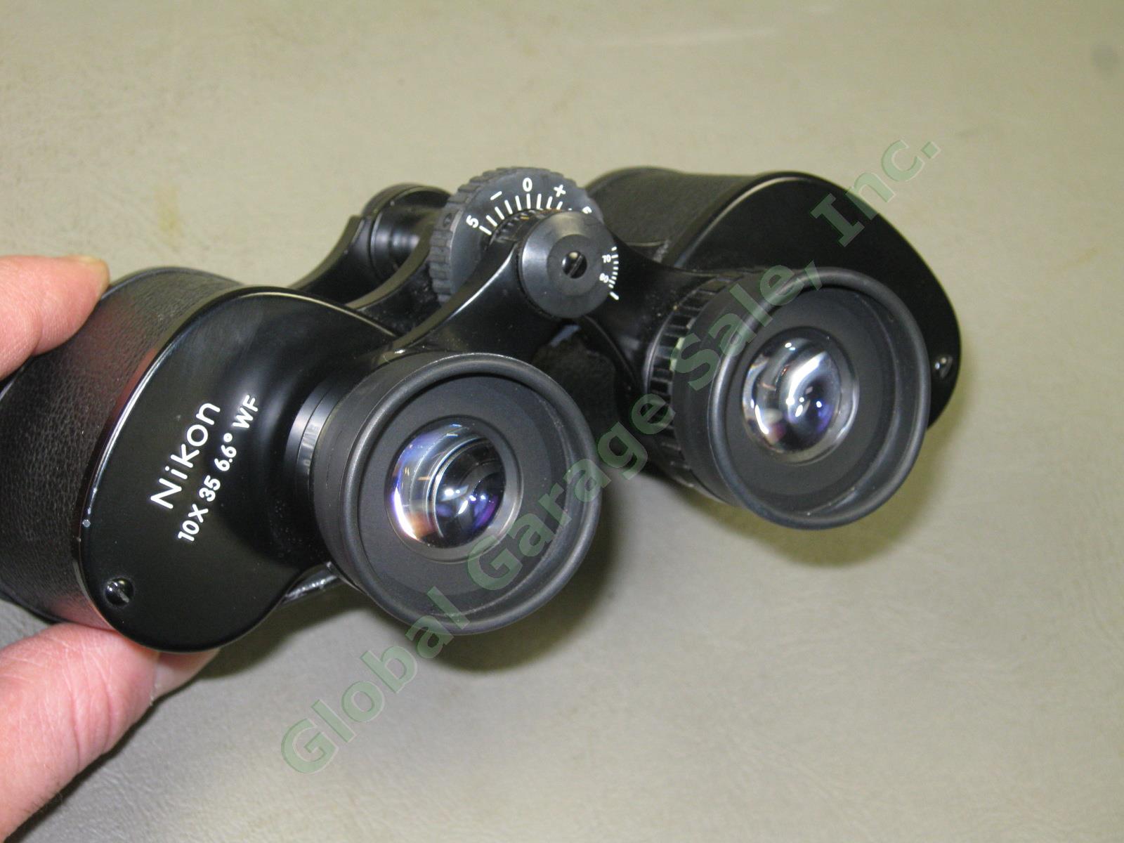 Nikon 10x35 6.6 WF binoculars W/ Leather Case Shoulder Strap Bundle Lot Japan NR 1